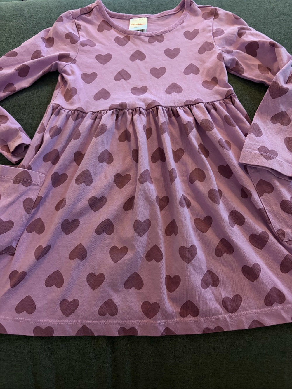 Hanna Andersson Purple Heart-Print Long Sleeve Dress